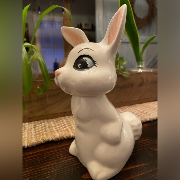 Other - Vintage Big Eyed Bunny Figurine Ceramic Easter Rabbit Spring Decor